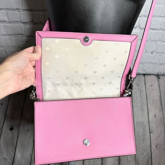 Kate Spade bright bubblegum pink leather chain crossbody bag Cameron - Picture 4 of 11